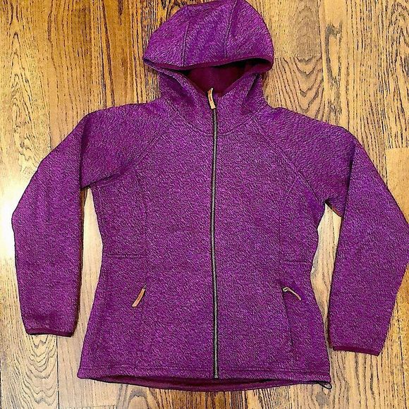 Columbia Jackets & Blazers - COLUMBIA Womens Raspberry Wine Knit Full Zip Fleece Lined Zip Pockets Hoodie Lrg